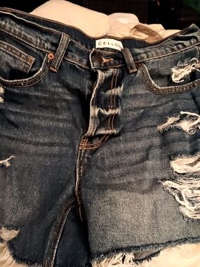 Cello Blue Distressed Denim Shorts